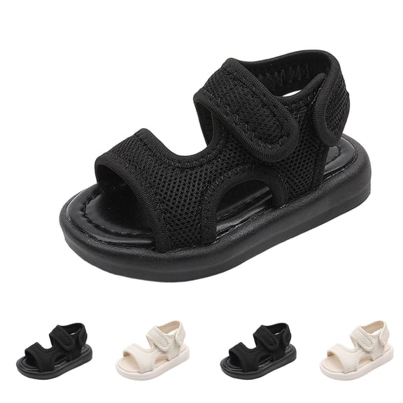 Viluyesy Boys Sandals - Toddler Open Toe Fabric Walking Shoes - Summer Casual Beach Non-Slip Lightweight Infant First Walker Sandal Beige Size 12