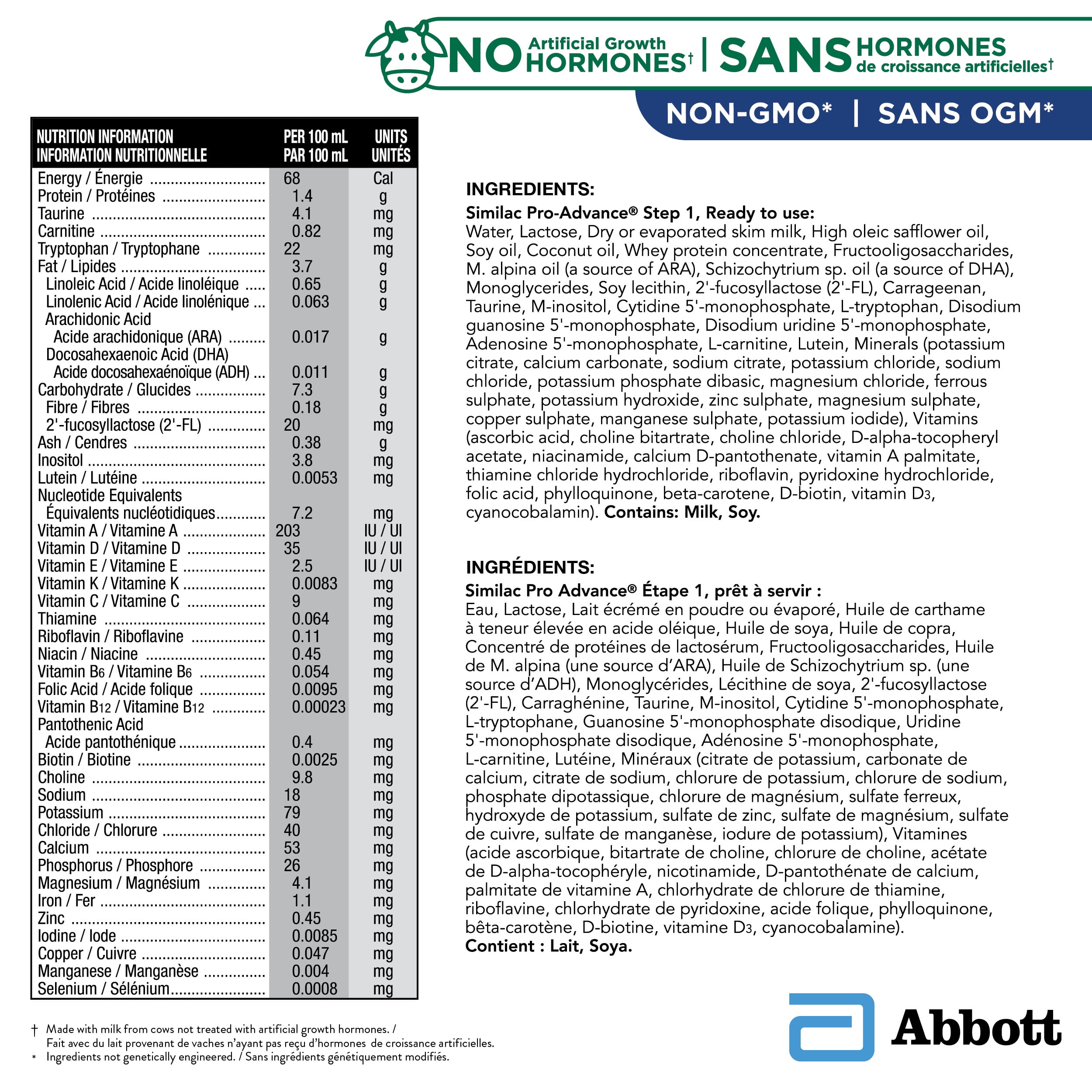 Similac Pro-Advance Step 1, Baby Formula, Our Closest Formula to Breast Milk with 2’-FL, Easy To Digest, 0+ Months, Ready to Feed, 16 x 235 mL, Ready to Feed, 16 x 235 mL