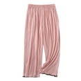 thumbnail image 2 of asjyhkr Pajama Pants Women Elastic Waist Ruffle Leg Solid Color Casual Lightweight Breathable Homewear Sleepwear Pants, 2 of 3