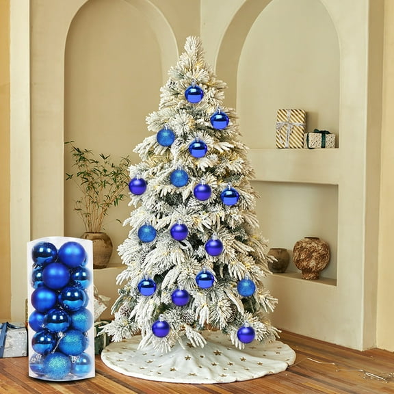 4cm Christmas Ornament Balls 24-Piece Decorative Hanging Balls for Christmas Tree Holiday Party and Home Decorations