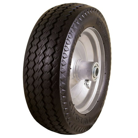 Marathon Tire Offset Hub Flat Free Sawtooth Replacement Tire, 4.10/3.50-4,