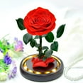 thumbnail image 6 of Margarine Rose and Preserved Rose in Glass Dome, Made from Artificial Preserved Flowers, Roses Never Withered Gift for Her, Valentine's, Mother's Day, Birthday (with Gift Box), 6 of 6