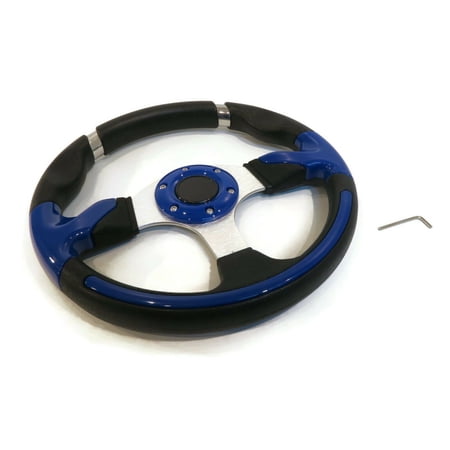 The ROP Shop | Universal 13  Steering Wheel Blue/Chrome  Formula GT for All-Terrain Vehicle ATV