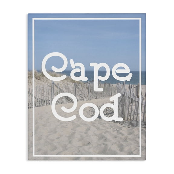 Stupell Industries Traditional Cape Cod Beach Typography Vintage Canvas Art, 24 x 30, by Lil' Rue