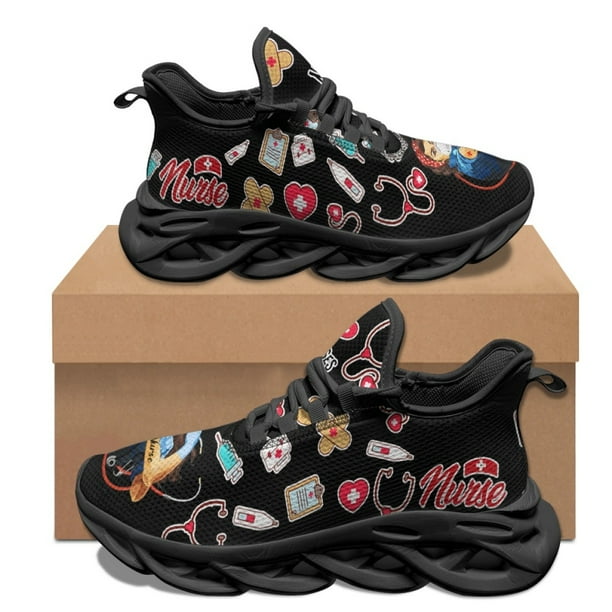 Zapatos de plataforma de enfermería negros para mujer, zapatillas cómodas de moda para trabajo médico hospitalario, con amortiguación, ligeros y para caminar en verano.