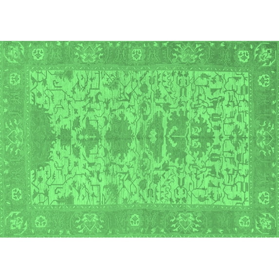 Ahgly Company Indoor Rectangle Oriental Emerald Green Traditional Area Rugs, 2' x 3'