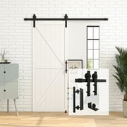 Homlux 5ft Sliding Single Barn Door Hardware Kit, Black (I Style Hangers)