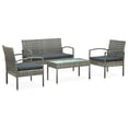 thumbnail image 1 of vidaXL 4 Piece Garden Lounge Set with Cushions Poly Rattan Grey, 1 of 5