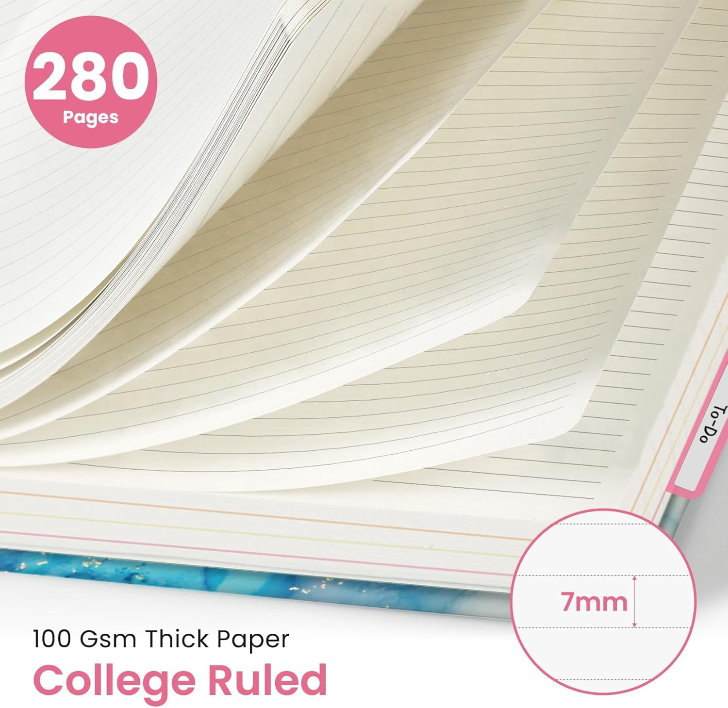 8.5"×11" Color Splash Hardcover 5-Subject Spiral Notebook, College Ruled with Dividers & Tabs, 280 Pages for Study & Office