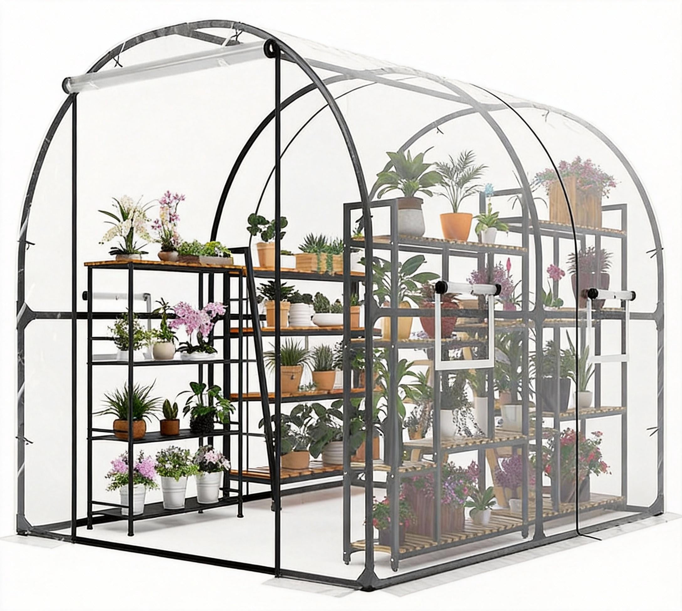 Garvee Portable Walk-in Greenhouse 98.42 x 78.74 x 78.74", Upgraded Heavy Duty Frame, Clear