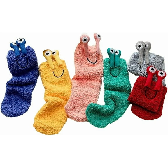 Jtbuh XLY 6 Pairs Fuzzy Socks Coral Fleece Snail Shaped Warm Floor Candy Color Socks for Autumn Winter