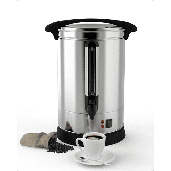 100 Cup Commercial Coffee Urn, 14 L Fast Brew Stainless Hot Water Dispenser, Food Grade for Church, Meeting rooms, Lounges, and Other Large Gatherings