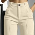 thumbnail image 2 of JUUNthy Dress Pants for Womens, High Waist with Pockets Wide Leg Flat Front Pleated Office Business Work Pants Black S, 2 of 15