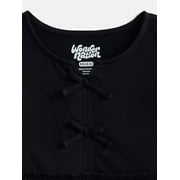 Wonder Nation Girls Bow Front Top with Short Sleeves, Sizes 4-18 & Plus