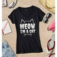 thumbnail image 3 of S4E Women's Meow I'm A Cat Slim Fit V-Neck T-Shirt X-Large Black, 3 of 4