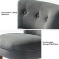 thumbnail image 5 of Makeup Vanity Stool Dressing Table Accent Chair Set of 2 Velvet Tufted Upholstered Cushioned Wood Leg Home Bedroom Living Room Grey, 5 of 8