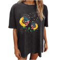 thumbnail image 1 of Lenago Crop Tops d'Été Grande Taille pour Femmes Mode Féminine Imprimé Col Rond Manches Courtes T-shirt Blouse Tops Amples Tenues du 4 Juillet pour Femmes, 1 of 3