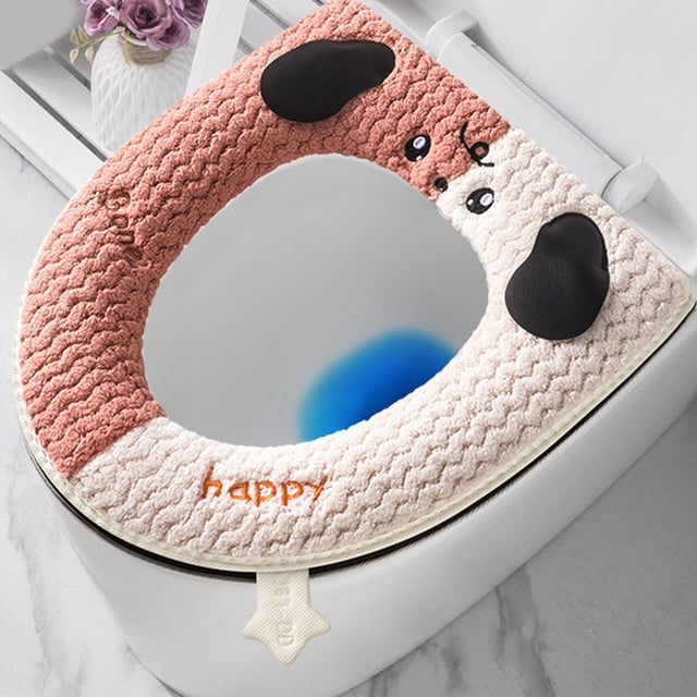 Vrorvz Plush Toilet Seat Cushion Thickened Washable Hygienic Cover with Easy Installation Soft and Relaxedable Polyester Material Long Lasting Design for Bathroom Decor Winter Use