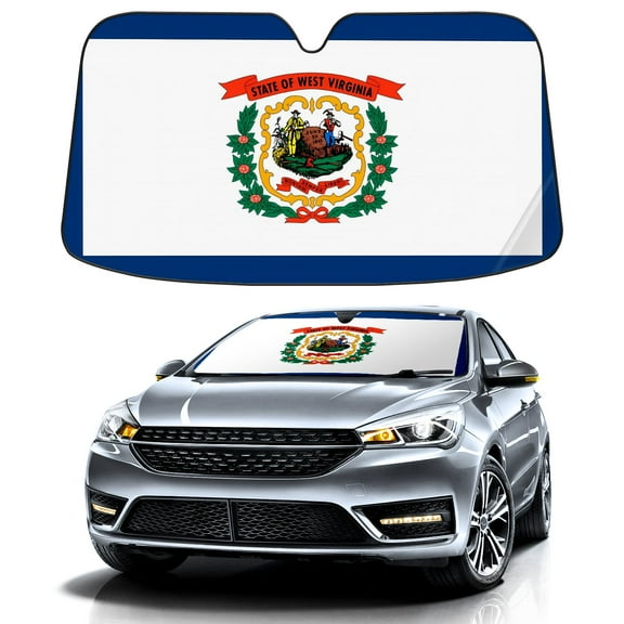 Car Windshield Sun Shade Funny for Car Front Window West Virginia State Flag1 Foldable Car Sunshade Windshield | Vehicle Car Sun Visor UV Rays &Heat Blocker Covers Auto Window Protector