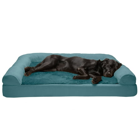 UPC: 0842229125177 | FurHaven Pet Products | Full Support Orthopedic Plush & Suede Sofa-Style Pet Bed for Dogs & Cats Deep Pool Jumbo Plus