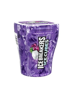 Ice Breakers Ice Cubes Arctic Grape Sugar Free Chewing Gum, Bottle 3.24 oz, 40 Pieces