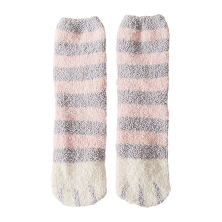 

Funny Cute Style for Cat Paw Cartoon Pattern Women Coral Fleece Socks Soft Gift for Female Stay in the House Sleeping Fl