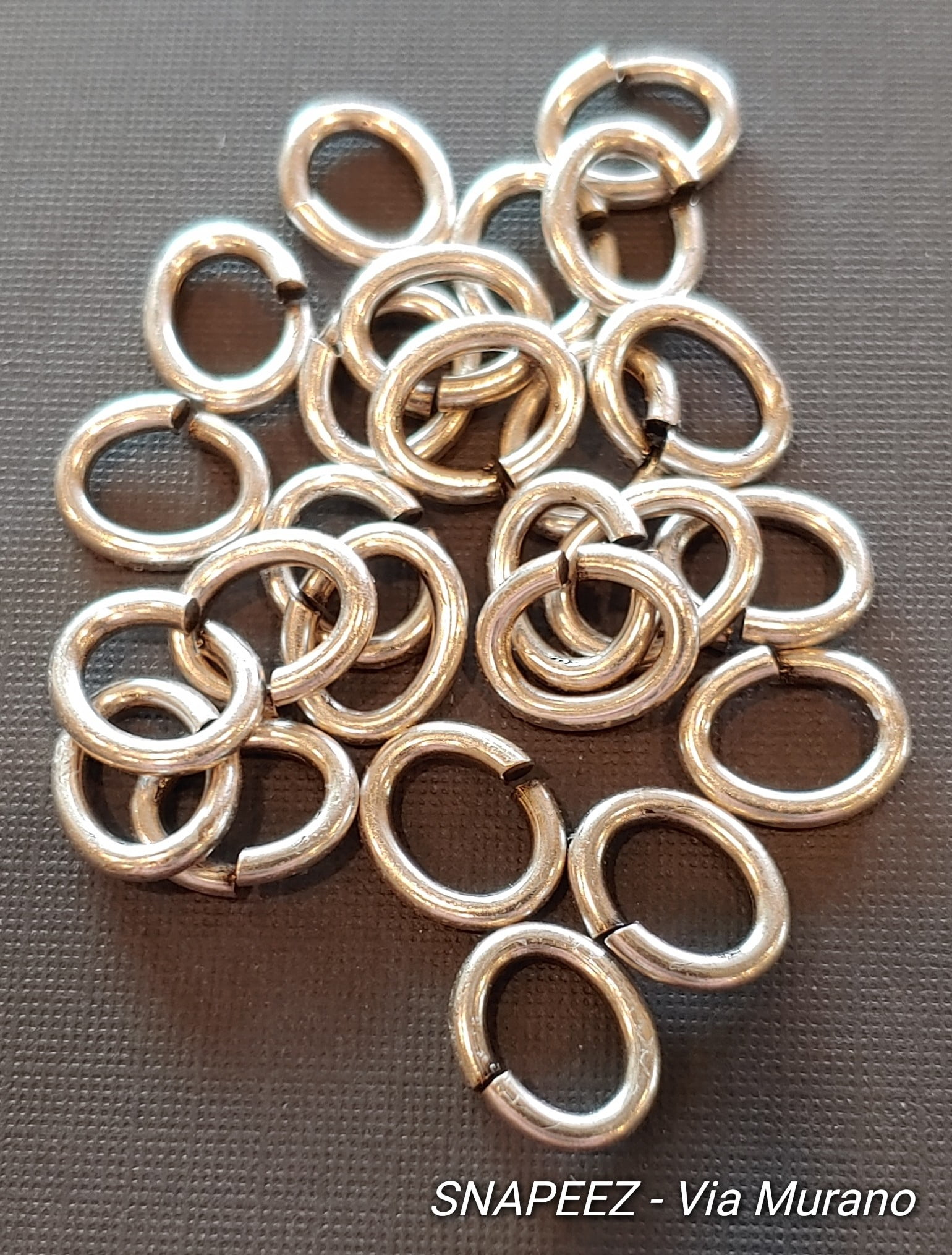 Snapeez II ULTRAPLATE 99.9% Antique Silver Plate Oval Ring Hard Open Jump Ring 10x8mm Heavy Gauge (Pk 25) Jump Rings. The Ultra Secure No Solder Jump Ring. Made in USA.