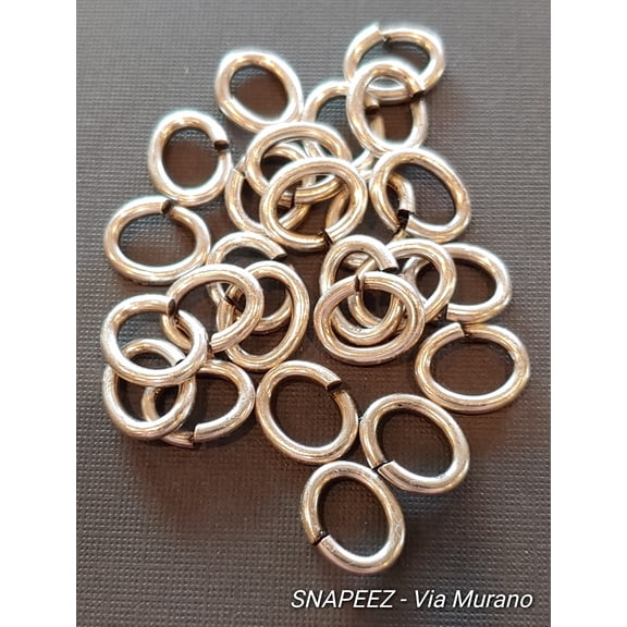 Snapeez II ULTRAPLATE 99.9% Antique Silver Plate Oval Ring Hard Open Jump Ring 10x8mm Heavy Gauge (Pk 25) Jump Rings. The Ultra Secure No Solder Jump Ring. Made in USA.
