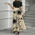thumbnail image 4 of UoCefik Womens Maxi Dress Summer Flowy Floral Short Sleeve Long Dresses Wrap Elegant Empire Waist Petite Party Wedding Guest Dress Khaki S, 4 of 4
