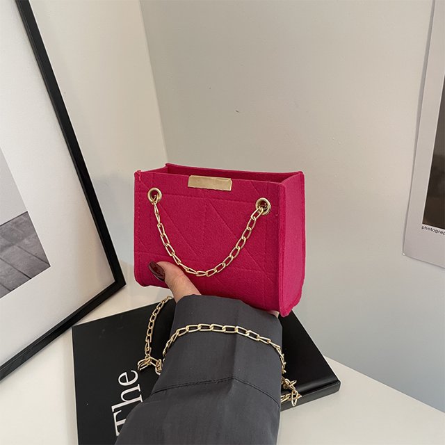 Bolso de hombro para mujer Fieltro Vintage Crossbody Square Messenger Rose Red Red FLhrweasw Nuevo