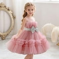 thumbnail image 7 of CIAKGIAF Girls for Dresses Crew Neck Mesh Fluffy Princess Pleated Bow Sleeveless Dresses Hot Pink for 3-4Years, 7 of 7