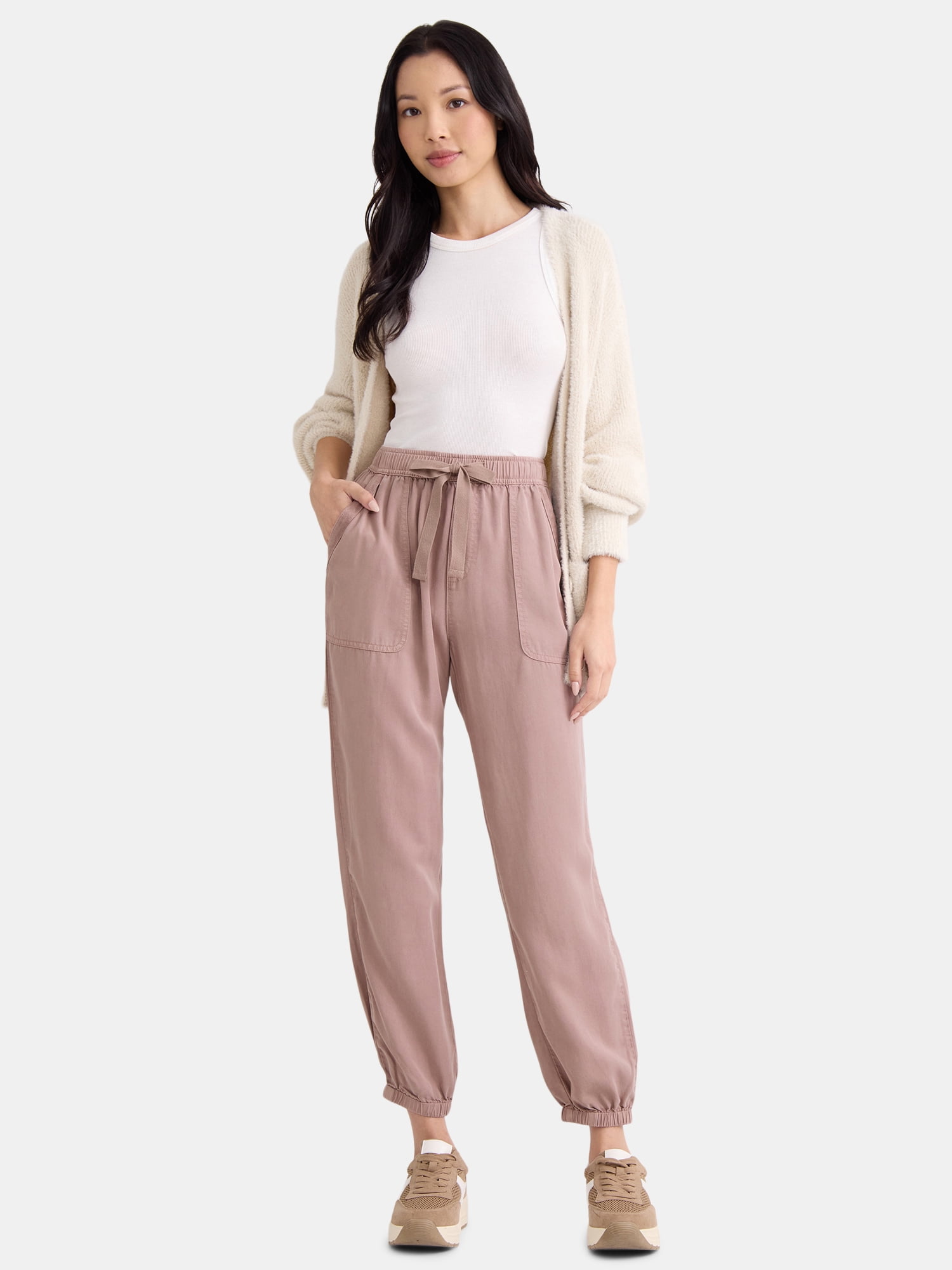 Time and Tru Women's High Rise Parachute Jogger, 28
