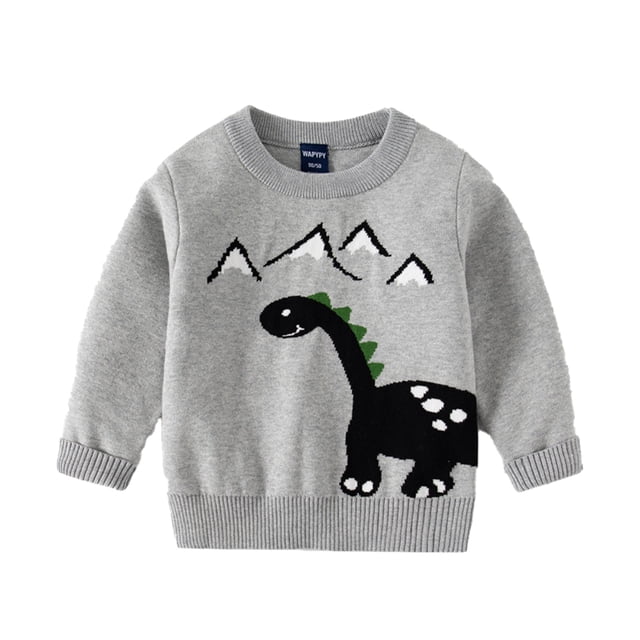 QUDDERR Chandail à Manches Longues pour Garçons Bébé Automne Hiver Motif Dessin Animé Col Rond 2-7 Ans