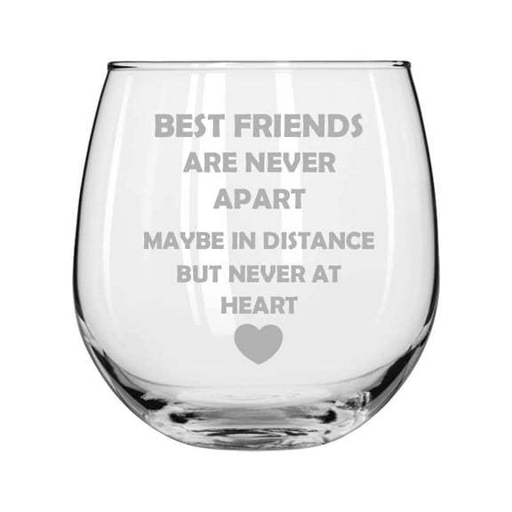 Wine Glass for Red or White Wine Best Friends Long Distance Love (16 oz Stemless)