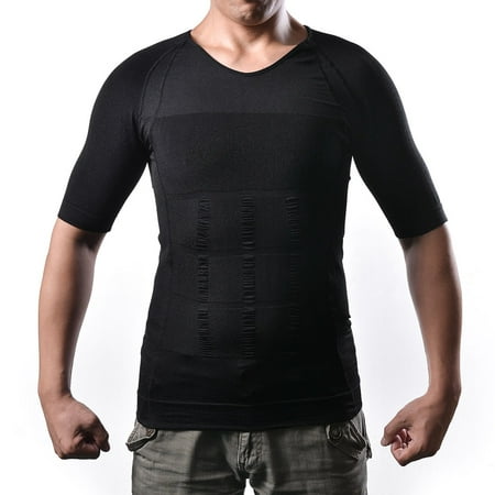 Shaper Body pour hommes Minceur Shirt taille Tummy perdre du poids de compression T-shirt Taille: L