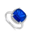 thumbnail image 4 of CHOOSE YOUR COLOR Blue Simulated Sapphire Wide Halo Wedding Ring .925 Sterling Silver Band CZ Female Size 6, 4 of 4