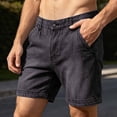 thumbnail image 4 of Men's Jorts Baggy Jean Shorts Mid Waist Vintage Washed Summer Denim Shorts 5 inch Black, 4 of 9