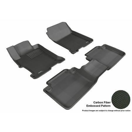 3D MAXpider 2013-2017 Honda Accord Sedan Front & Second Row Set All Weather Floor Liners in Black with Carbon Fiber
