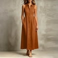 thumbnail image 2 of SONXAHE Sleeveless Collared Shirt Dress for Women Button Down Pocketed Maxi Casual Office Sundress, 2 of 4