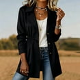 thumbnail image 2 of Zynoxe Women's Mid Length Windbreaker Jackets Comfort Elastic Waist Long Sleeve Outdoor Jacket Trendy Lapel Collar Button Down Jacket Lightweight Versatile Solid Color Trench Coat with Pockets M, 2 of 9