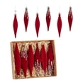 thumbnail image 2 of 6-Piece Flocked Red Finial Drop Christmas Ornaments, Velvet Teardrop Baubles with Rich Plush Texture, Hanging Tree Decor for Warm Holiday Displays, 2 of 7