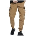 thumbnail image 3 of Pantalon Cargo pour Homme Pantalon de Travail de Printemps pour Homme avec Poche Rétro Extérieur Pantalon Cent Délavé Pantalon de Détente pour Homme Jaune 32, 3 of 4