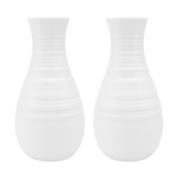 BRIGHTFUFU 2 unids moderno nórdico jarrón hogar creativo simple florero plástico simple decoración simple blanco