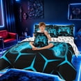 thumbnail image 3 of meiyoeat Neon Cyan Flame Game Controller Bedding Comforter Set for Kids Boys, Cyan Geometric Gaming Full Bedding Set, Gamepad Reversible 7pcs, 3 of 6