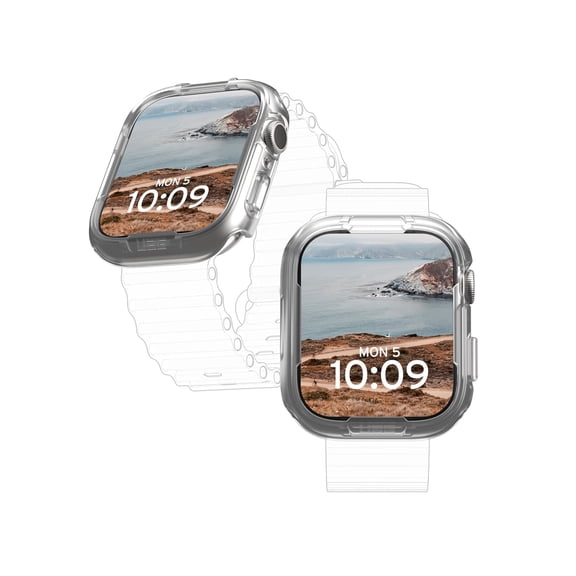 UAG Apple Watch Case 45mm iWatch Series 9/8/7 Scout Clear, Rugged Transparent Military Grade Drop Proof Snap-On Protective Bumper Hard Case