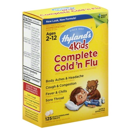 Hyland's 4 Kids Complete Cold & Flu Remedy Quick-Dissolving Tablets, 125