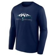 Mens Navy Seattle Mariners Mountains Long Sleeve T-Shirt