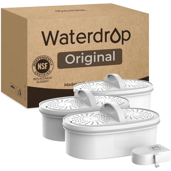 [Original] Waterdrop PF-01A Water Filter Replacement and Indicator, 3 Pack, Replacement for Waterdrop Pitcher and Dispenser Filtration System, Reduces Lead, PFAS, PFOA/PFOS, Chlorine