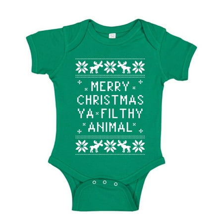 

Wild Bobby Merry Christmas Ya Filthy Animal Ugly Christmas Sweater Baby Creeper Boys Girls Infant Bodysuit Kelly 18M
