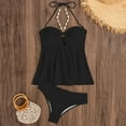 thumbnail image 7 of Summer Saving Clearance! Plus Size Bathing Suit for Women Solid Color Fashion Sexy No Buckle Adjustable Backless Bikinis Sets Swim Top with Shorts, 7 of 7